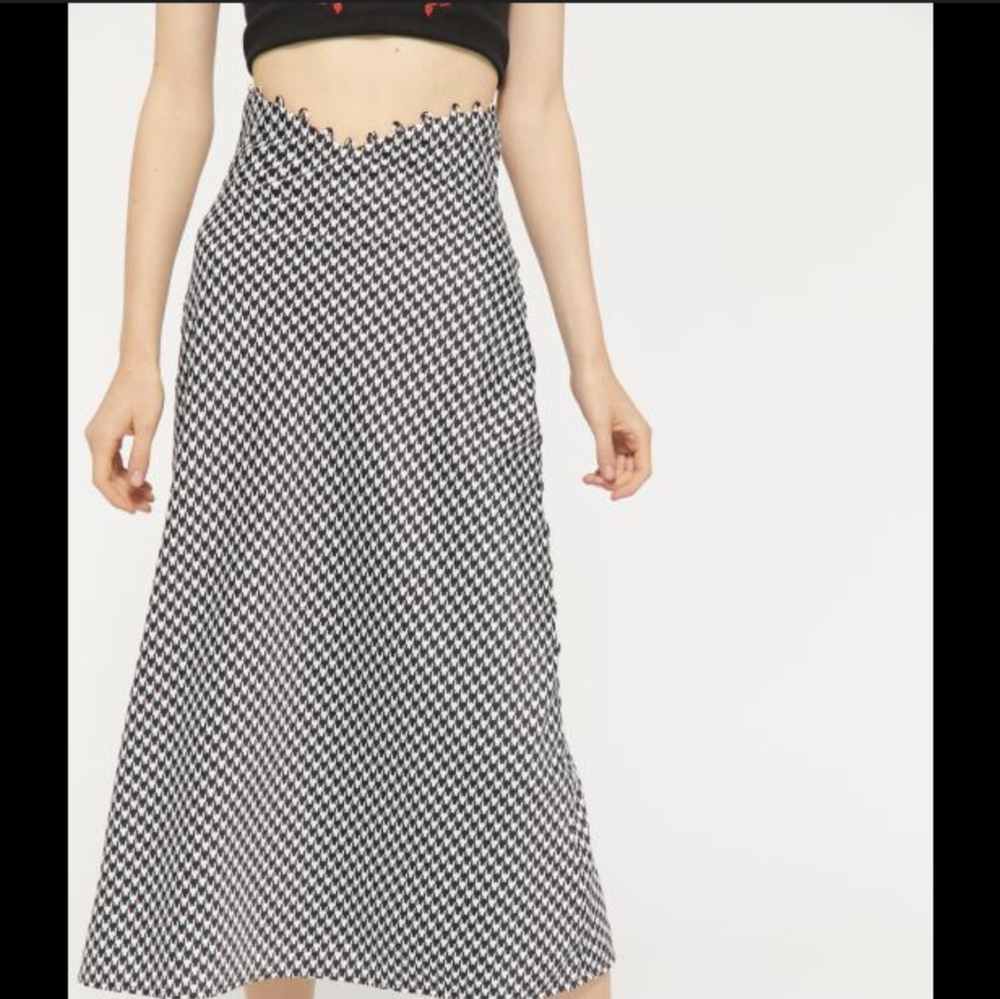 C/Meo Collective Houndstooth Midi Skirt Size Small